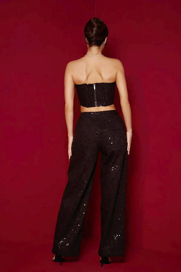 Belinda Sequins Denim Pants Set