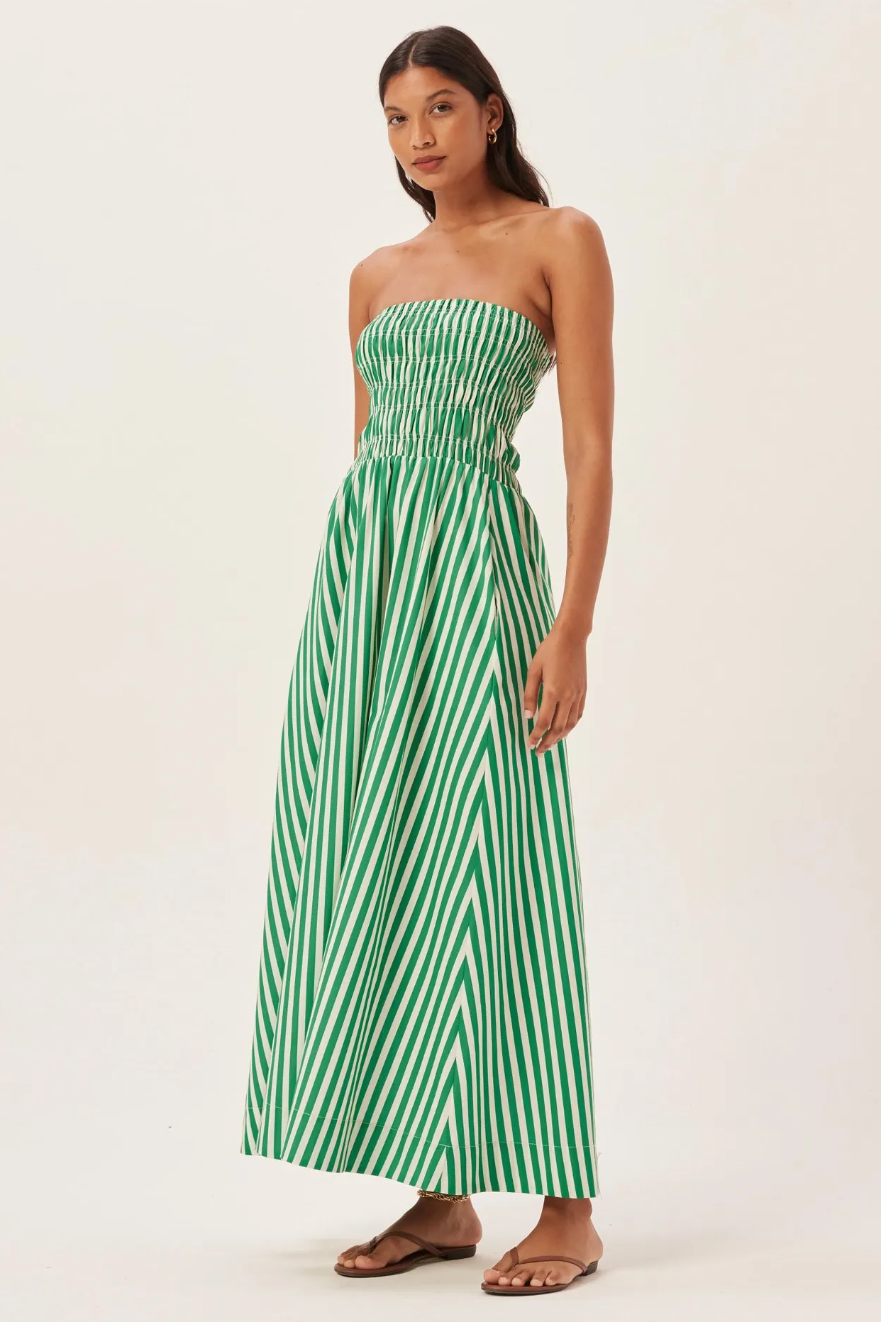 Maud Smocked Stripe Tube Maxi Dress