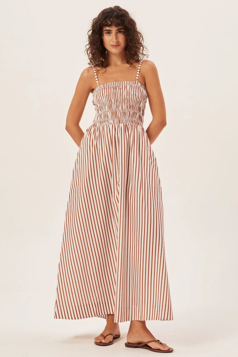 Maud Smocked Stripe Tube Maxi Dress