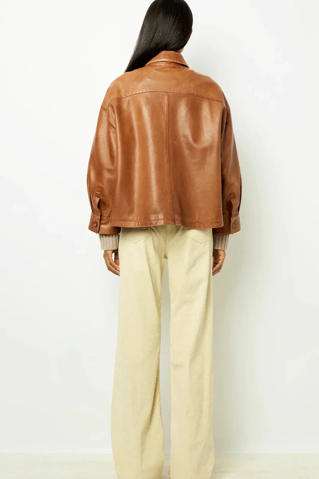 Minimalist Boxy Leather Short Jacket