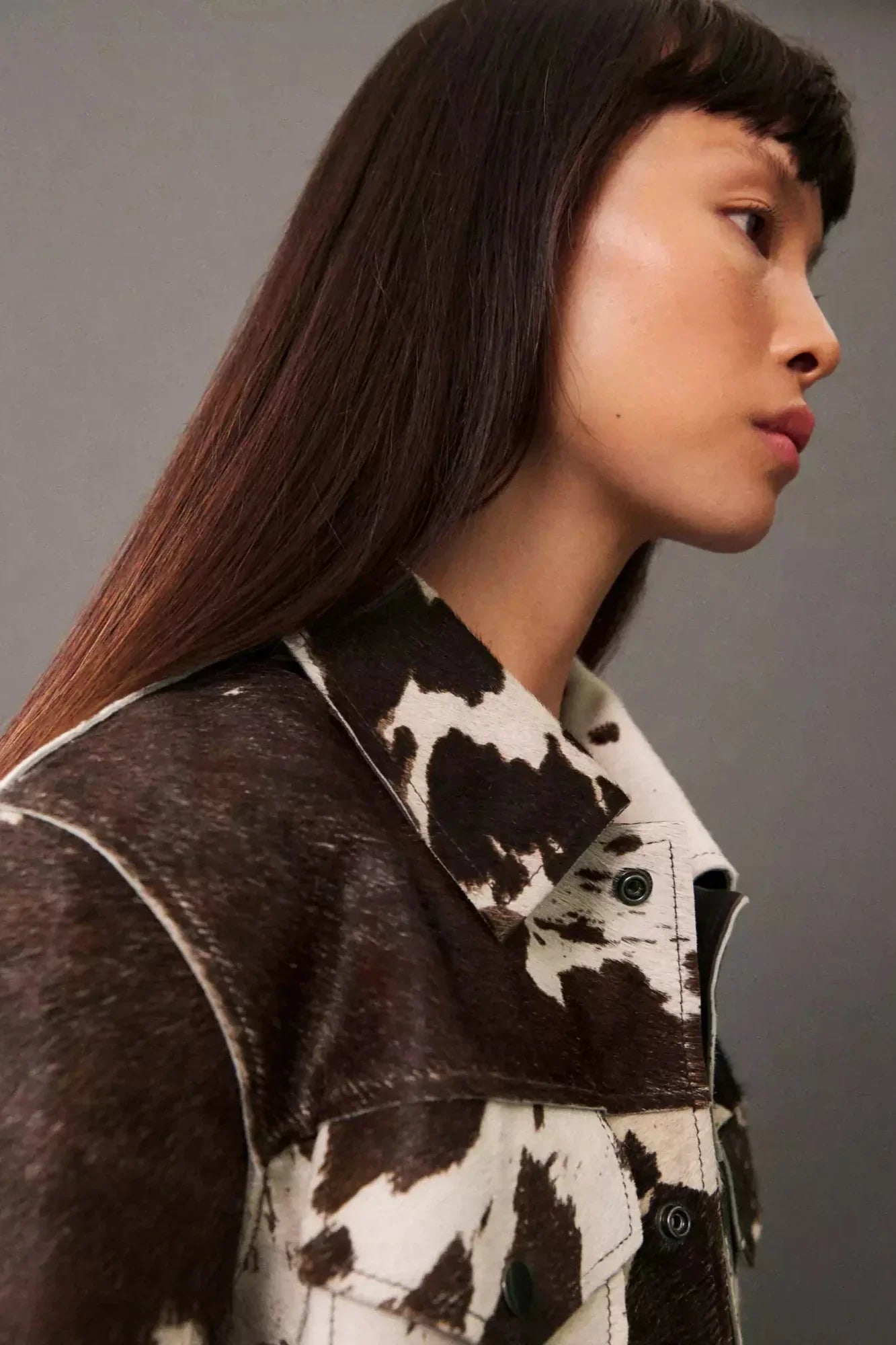 Cow Print Faux Fur Shirt-Style Jacket