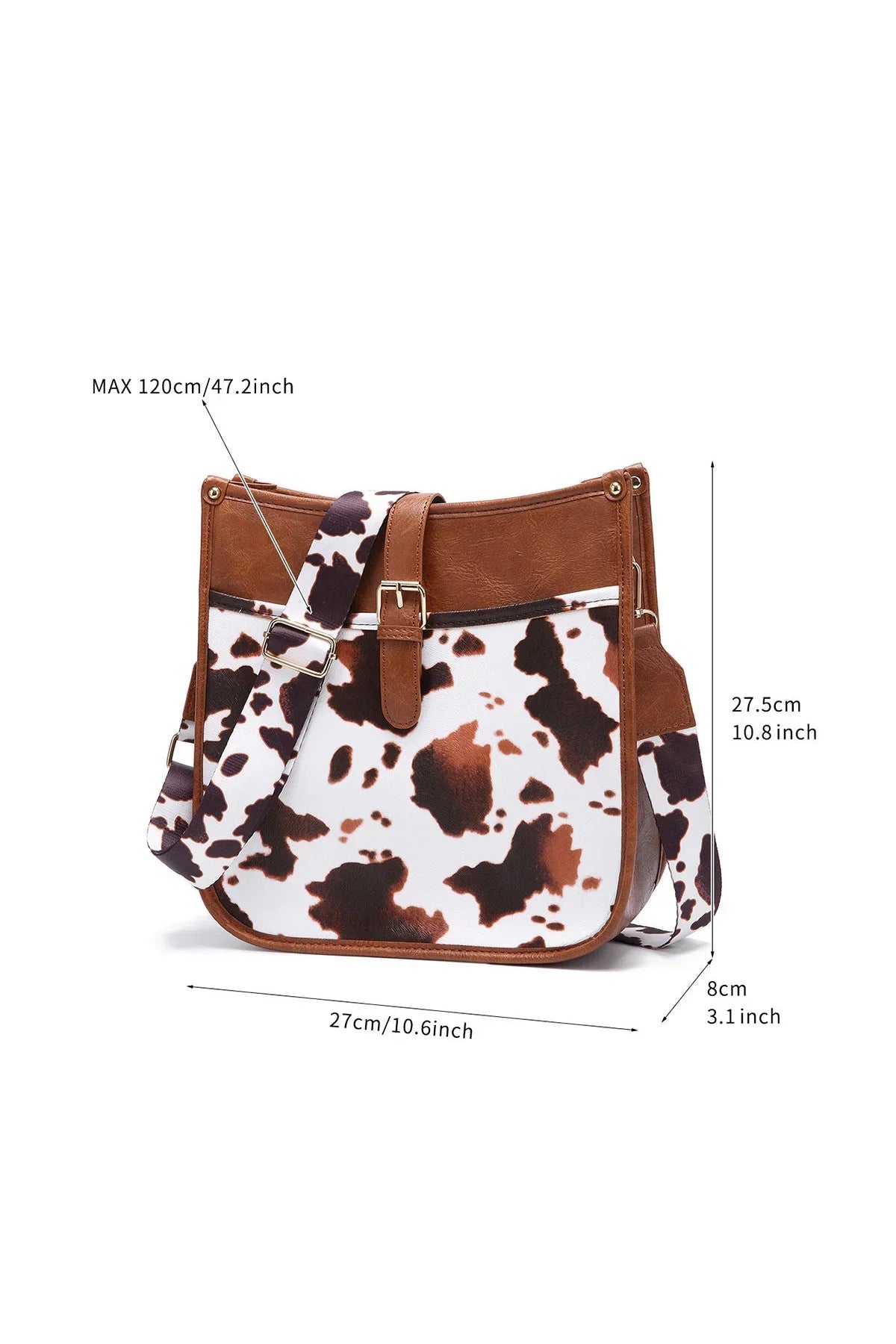 Western Cowboy Style Brown Cow Print Crossbody Bag