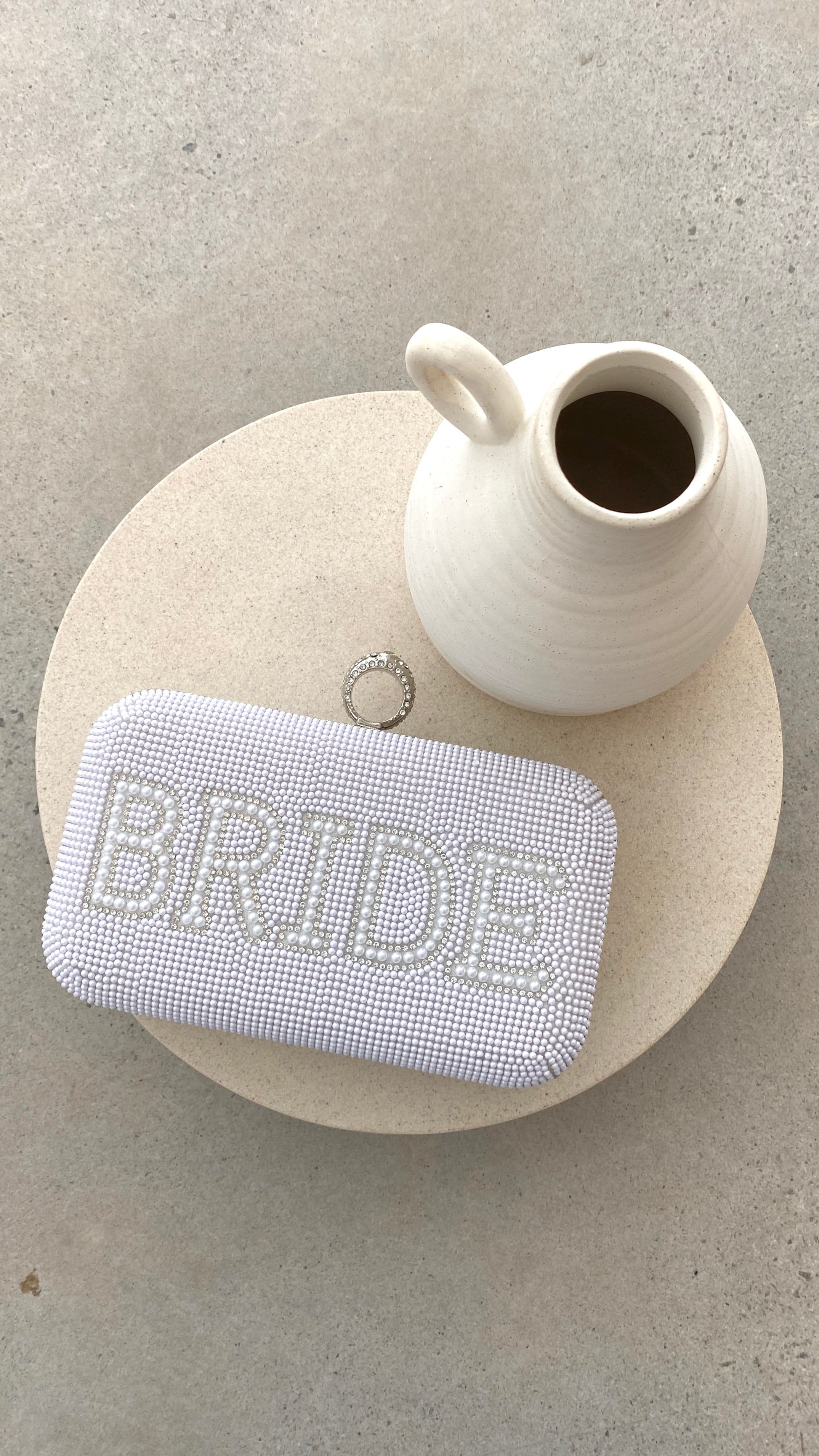 Bride To Be Sequin Clutch - White/Silver