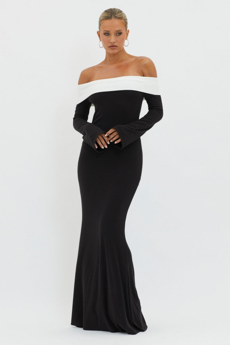 Aeris Off-shoulder Maxi Knit Dress