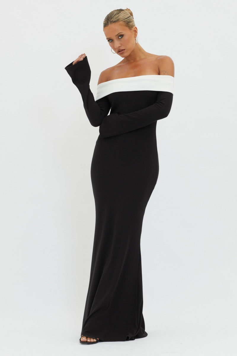 Aeris Off-shoulder Maxi Knit Dress