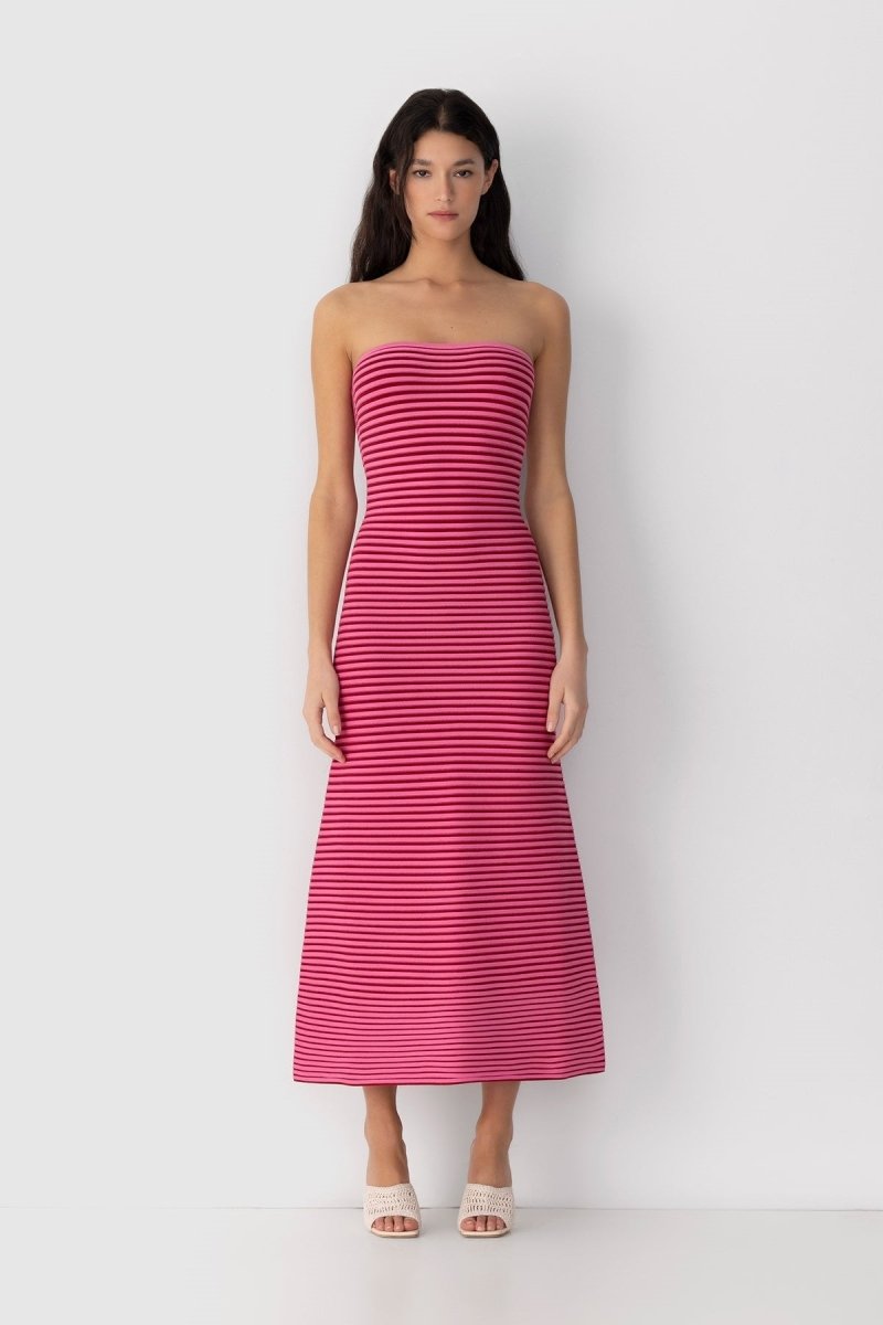 Adela Sleeveless Strip Knit Maxi Dress