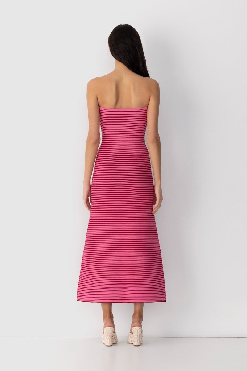 Adela Sleeveless Strip Knit Maxi Dress