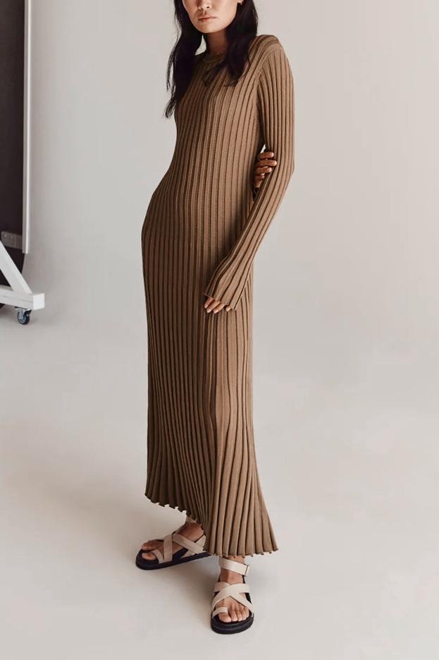 Antonia Rib Flare Maxi Knit Dress