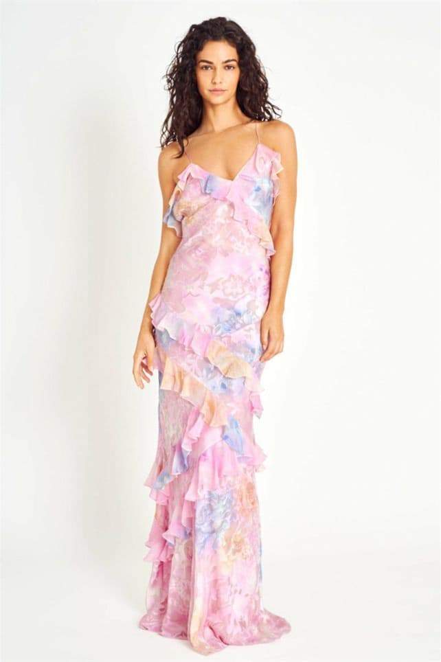 Virginia Floral Ruffle Maxi Slip Dress